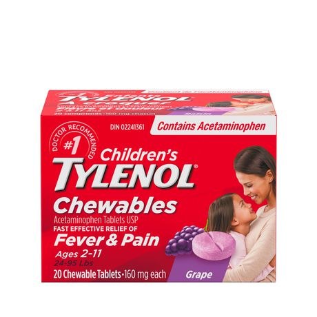 Tylenol Chewables Fever & Pain Tablets - Grape - 20ct (48)(96245)