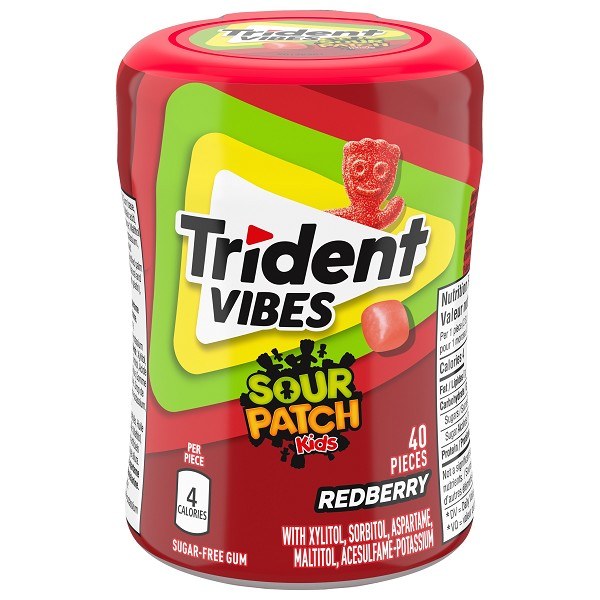 Trident Vibes Sour Patch Kids Redberry Bottle 40pc - 6/PACK  (4) (01737)