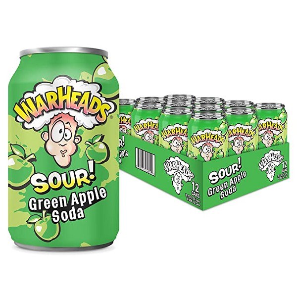 Warheads Sour Soda Green Apple - 12 x 355ml - SOLD BY CASE (24859)