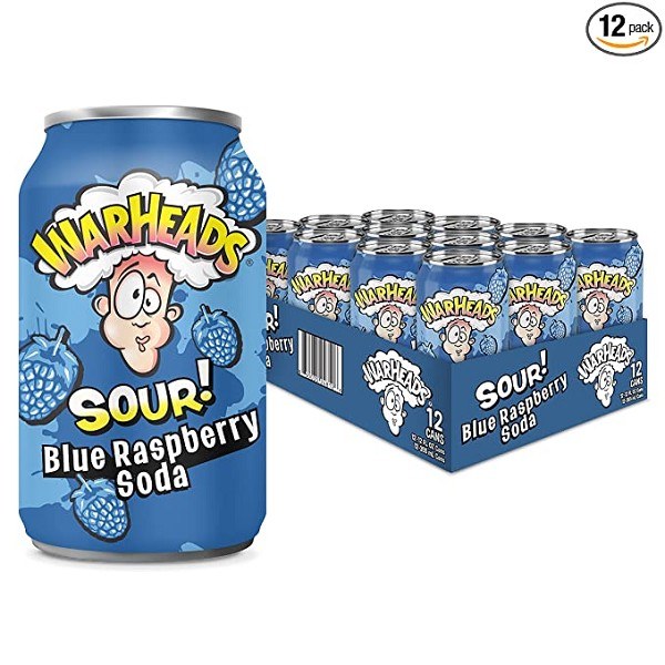 Warheads Sour Soda Blue Raspberry - 12 x 355ml - SOLD BY CASE (24858)