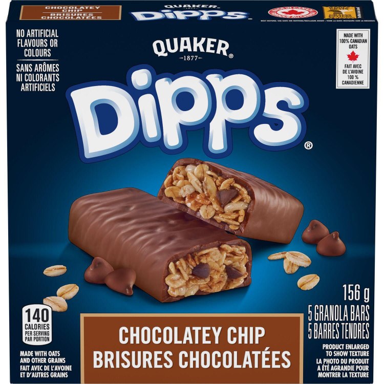 Quaker Dipps Chocolatey Chip Bar - 150g (12) (10971)