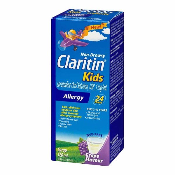 Claritin Allergy KIDS Loratadine Oral Solution USP Grape Syrup - 120ml (12) (96121)