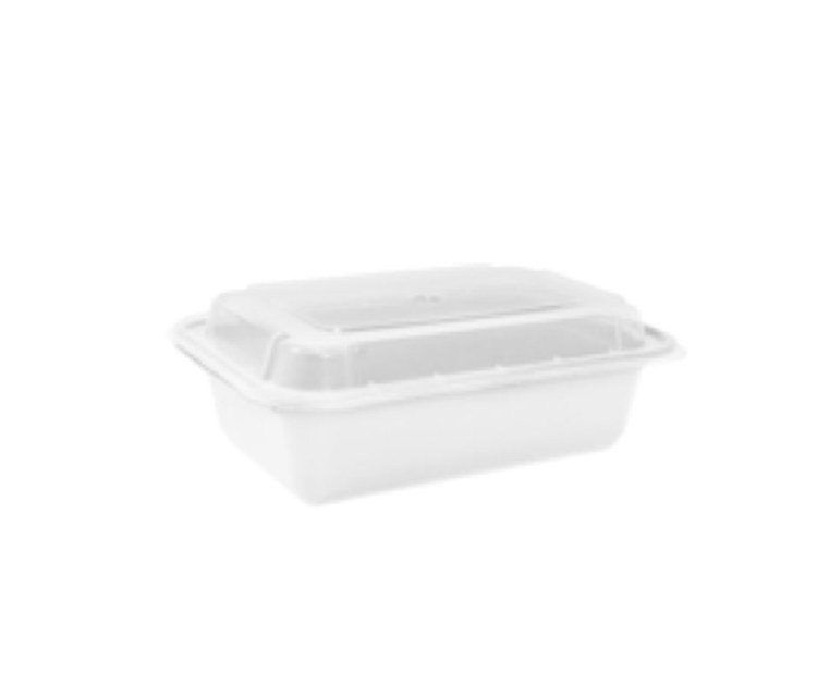 Chef Elite Plastic Container 24oz Rectangle White Bottom Clear Top - T-24 - 150 sets/case (91606)