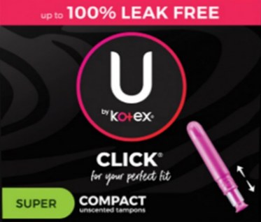 Kotex Click Compact Super Unscented Tampons - 16/PKG (8) (51581)