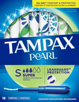 Tampax Pearl Super Unscented Tampons - 18/PKG (12) (37908)