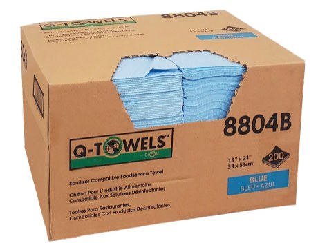 Q-Towels - Foodservice Towel Wipes 13" x 21" BLUE - 200/BOX (8804B)