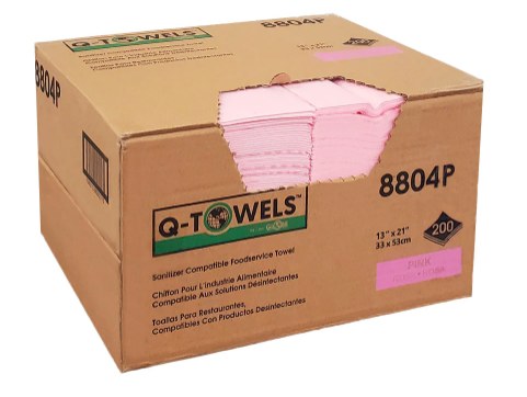 Q-Towels - Foodservice Towel Wipes 13" x 21" PINK - 200/BOX (8804P)