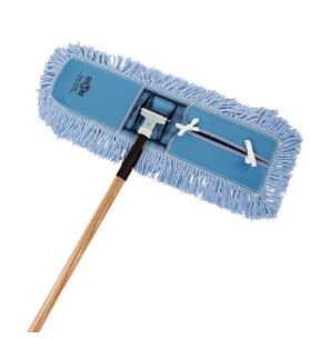 Globe Pro-StatÂ® Completed Dust Mop w/ Snap-On Frame and 60" Handle, Blue Tie-On Head - 24" (00385)