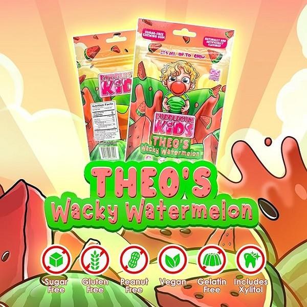 Bubblegum Kids Sugar Free Theo's Wacky Watermelon Peg Bag - 55pc  (24815)