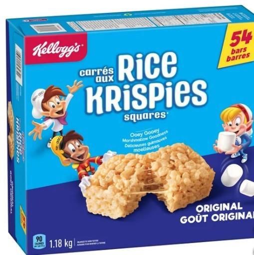 Kellogs Original Rice Krispies Squares cereals Bars- 54/BOX (53484)