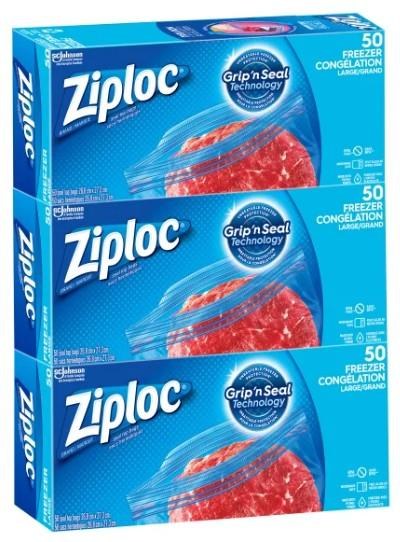 Ziploc Freezer Bags Large - 26.8cmx27.3cm 3PKGx50 (70121)