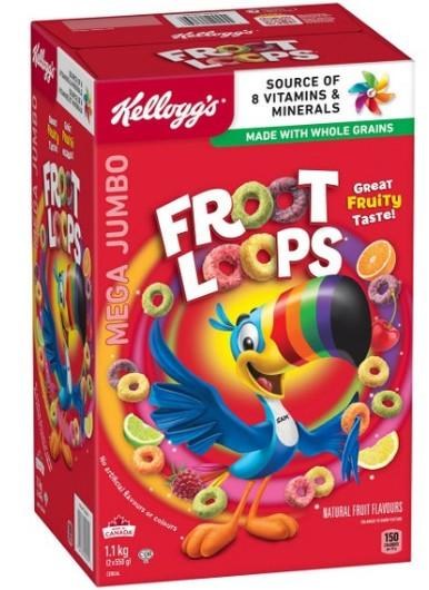 Kelloggs Fruit Loop 2 x 550g cereals- 1.1KG (49245)