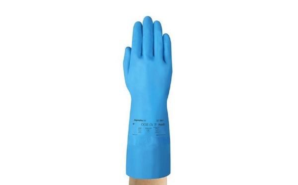 Blue Flocklined Nitrile Gloves - Large, Size 9 - SOLD BY PAIR (12) (44809) (Ansell 37-501)