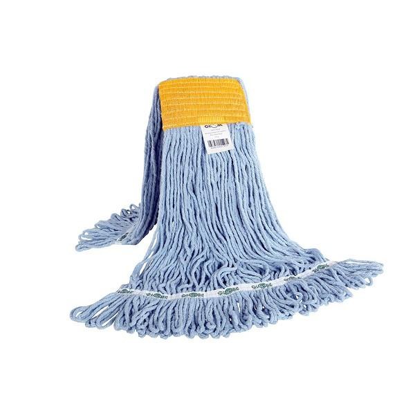 Globe Syn-ProÂ® Synthetic 5 Inch Wide Band Wet Blue Looped End Mop - 20oz (12) (02194)
