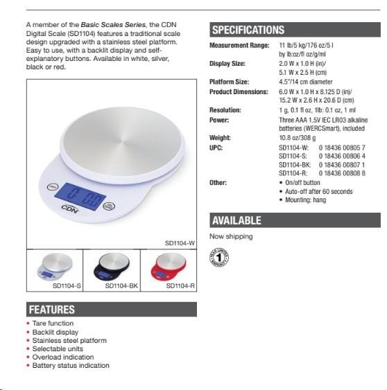 CDN Digital Scale - 11LB