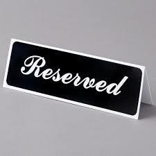 Vollrath Reserved Sign 3" x 9" (89183)