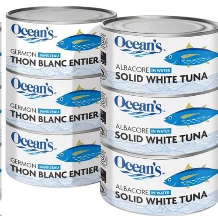 Oceanâ€™s Flaked White Albacore Tuna, 6 Ã— 184 g (00627)