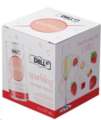 Chill St. Non-Alcoholic Sparkling Strawberry Rhubarb 237ml 4/Pack - (6)(00056)