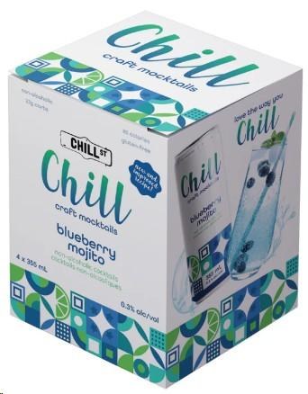 Chill St. Craft Mocktail Non-Alcoholic Blueberry Mojito 355ml 4/Pack - (6)(00185)