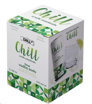 Chill St. Craft Mocktail Non-Alcoholic Lime Vodka Soda 355ml 4/Pack - (6)(00002)
