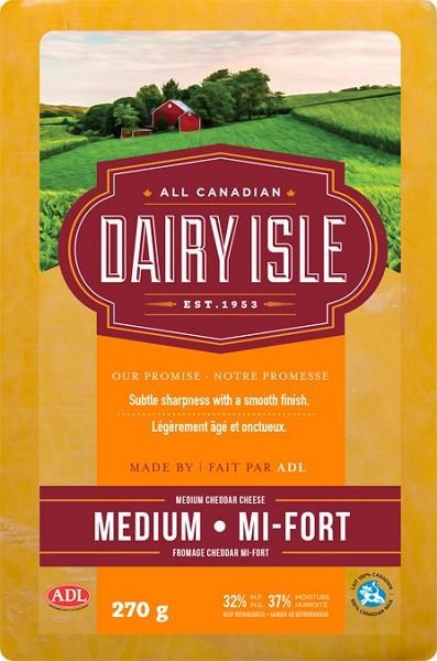 Dairy Isle Medium Cheddar Cheese Block (12) - 270g (02004)