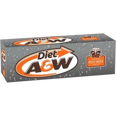 CAN - A&W Root Beer DIET ZERO SUGAR - 12 x 355mL - SOLD BY CASE (1) (119272) (00320) (Coca-Cola)