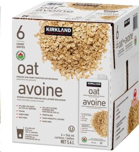 KS Organic Oat Beverage, 946 mL x 6/PKG - SOLD BY PKG - (23743)