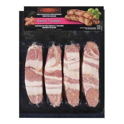 Mild Italian Style Pork Sausages Wrapped in Bacon 4pk (12) (09403) Sold by Bag