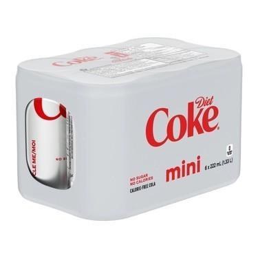 MINI CAN - Coca Cola DIET - 6 x 222mL - SOLD BY CASE - (4) (10984) (Coca-Cola)