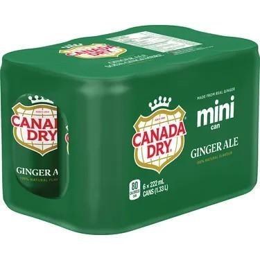 MINI CAN - Canada Dry Ginger Ale - 6 x 222mL - SOLD BY CASE - (4) (00144) (Coca-Cola)