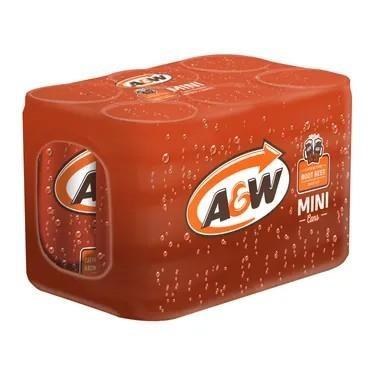 MINI CAN - A&W Root Beer - 6 x 222mL - SOLD BY CASE - (4) (00282) (Coca-Cola)