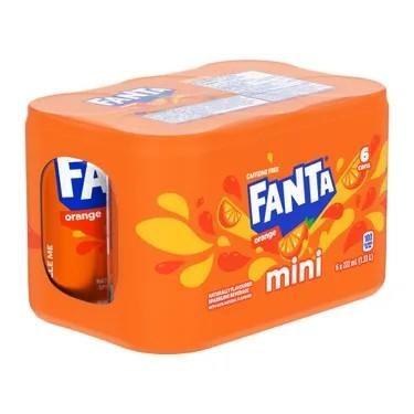 MINI CAN - Fanta Orange - 6 x 222mL - SOLD BY CASE - (4) (01153) (Coca-Cola)