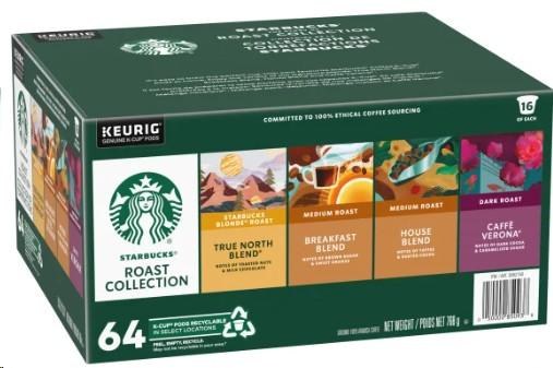 Starbucks Roast Collection K Cup Variety Pack, 64 count(85093)