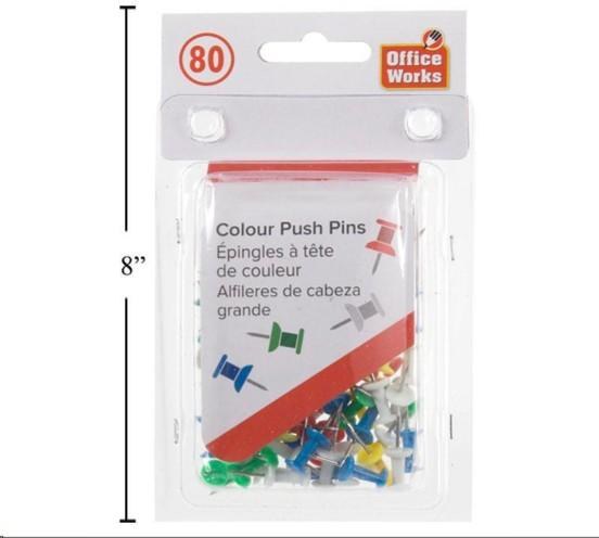 80 Pieces Multi Colour Push Pins  (12) (30112)