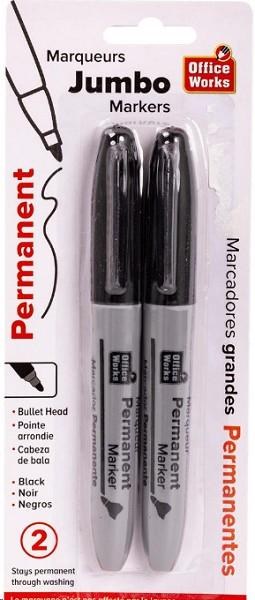 Jumbo Bullet Tip Permanent Markers 2 Pieces (12) (30865)
