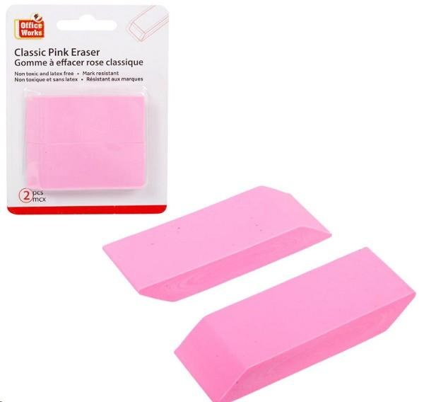Office Works Classic Pink Eraser - 2/PKG (30182)(24)