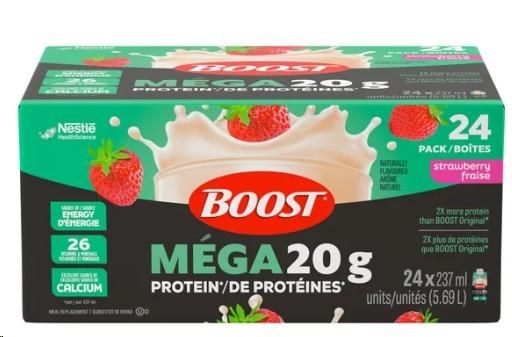 BOOST MEGA Meal Replacement, Strawberry, 24 x 237 mL(21076)