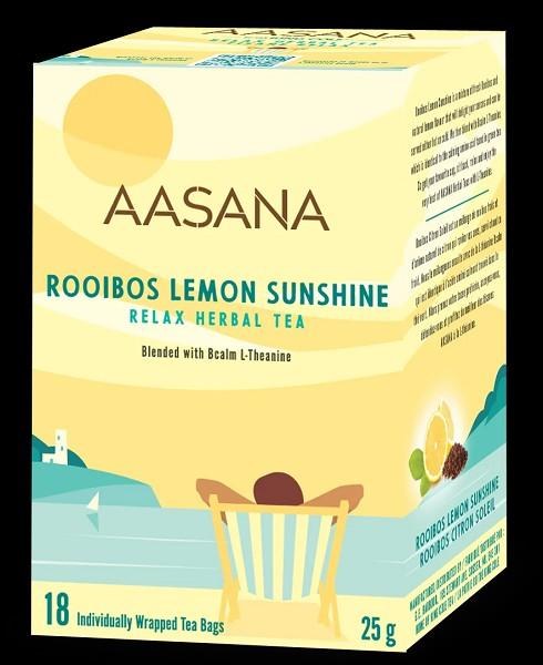 Aasana Rooibos Lemon Sunshine Relax Herbal Tea - 18ct (6) (08203)