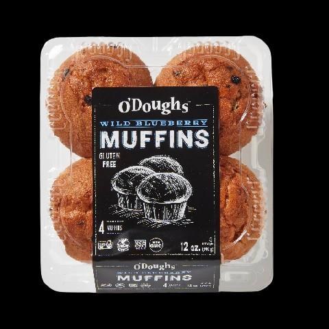 O'DOUGHS Wild Blueberry Muffins Gluten Free - 4/PKG - SOLD BY PKG - (6) (WBBMUF)
