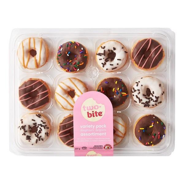Two Bite Assorted Chocolate & Vanilla Iced Mini Donuts - 227g (12) (32400)