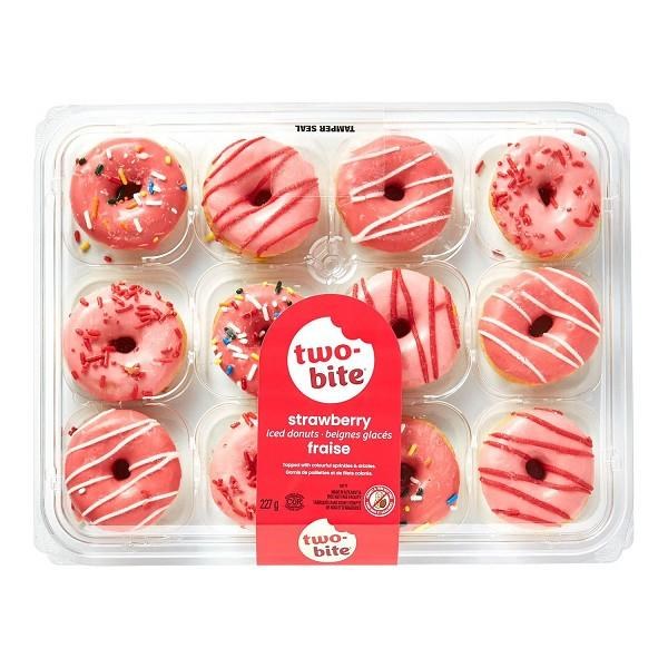 Two Bite Strawberry Iced Mini Donuts - 227g (12) (32420)