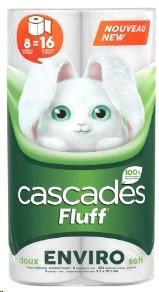 Cascades Fluff Enviro Soft Bathroom Tissue 2-Ply 242 Sheets 8=16 Rolls (6) (77990)