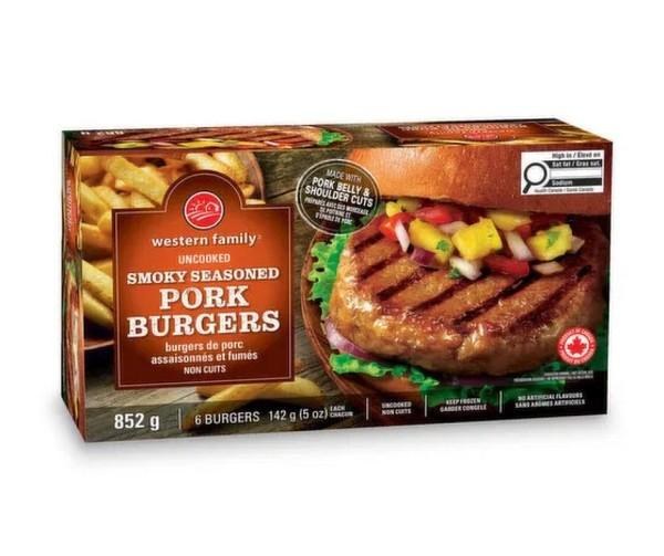 Smoky Seasoned Pork Burgers 6x5oz 852g (12)  (37590)