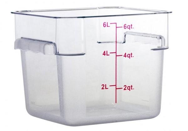Omcan Food Storage Container, 6QT Square, Clear - SOLD BY EACH (80168)