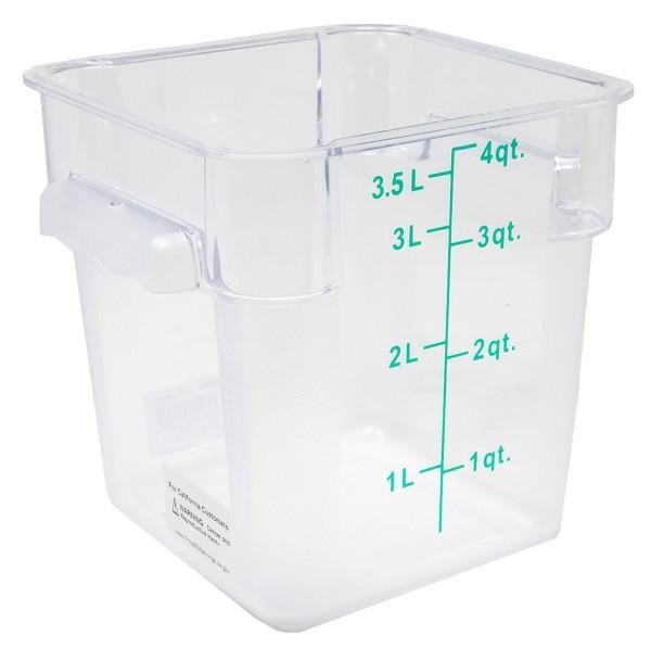 Omcan Food Storage Container, 4QT Square, Clear - SOLD BY EACH (80170)