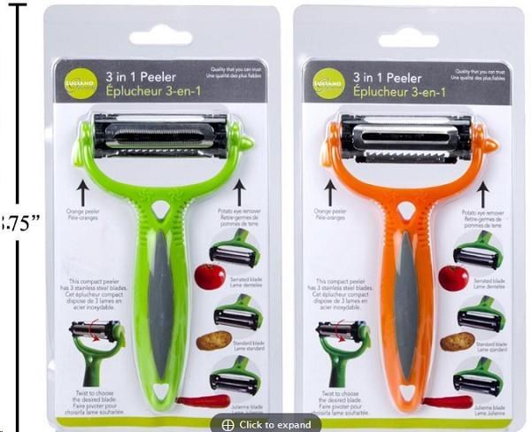 L.Gourmet 3 In 1 Peeler, clam shell (HZ) (CP)(6) (70417)