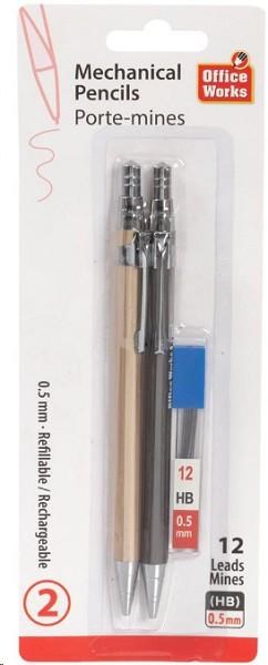 Mechanical Pencil  2-pc 0.5, 2 Colors, Pencil w/12 Leads ,b/c (12) (30188)