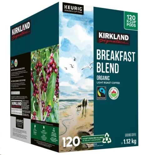 KS Organic Breakfast Blend Coffee K-Cup Pods, 120ct (95791)