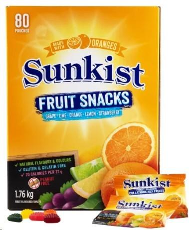 Sunkist Fruit Snacks, 80 Ã— 22 g