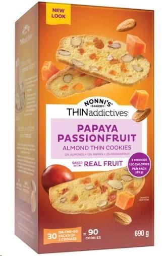 THINaddictives Papaya Passionfruit Almond Thin Cookies, 30 Ã— 23 g